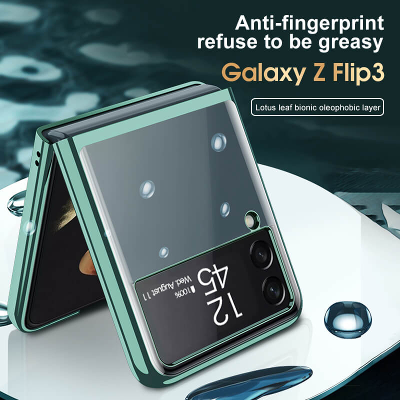 Plating Frame Transparent Back Hard Shockproof Full Protection Cover for Samsung Galaxy Z Flip3 5G - GiftJupiter
