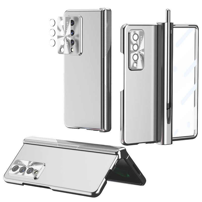 Luxury Magnetic Hinge Pen Holder Full Protection Case For Samsung Galaxy Z Fold3 Fold4 5G With Tempered Glass Film - GiftJupiter