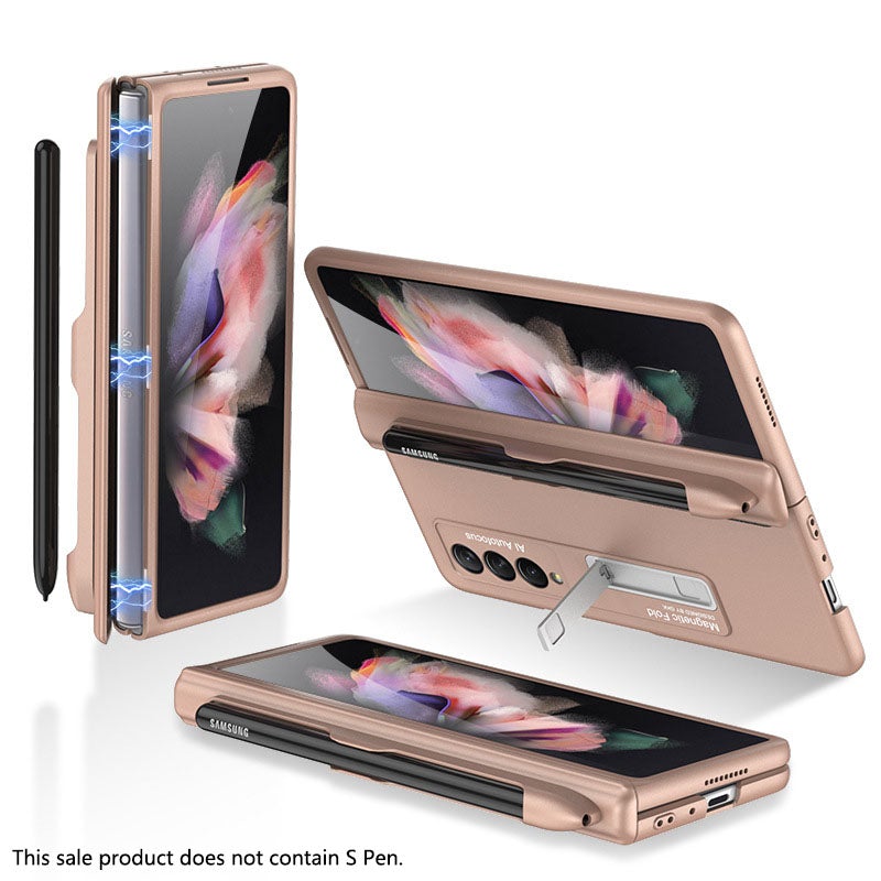 Magnetic Frame Plastic Stand All-included Case With S Pen Slot For Samsung Galaxy Z Fold4 Fold3 5G - GiftJupiter