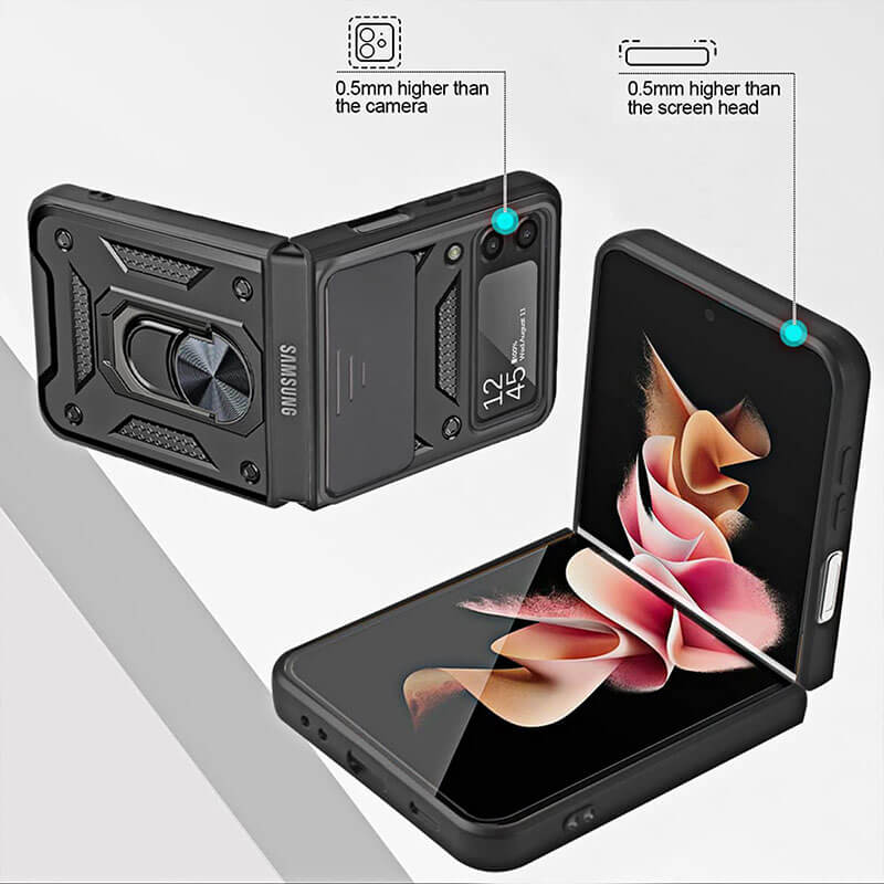 Drop Tested Cover with Magnetic Kickstand Car Mount Protective Case for Samsung Galaxy Z Flip4 Flip3 5G - GiftJupiter