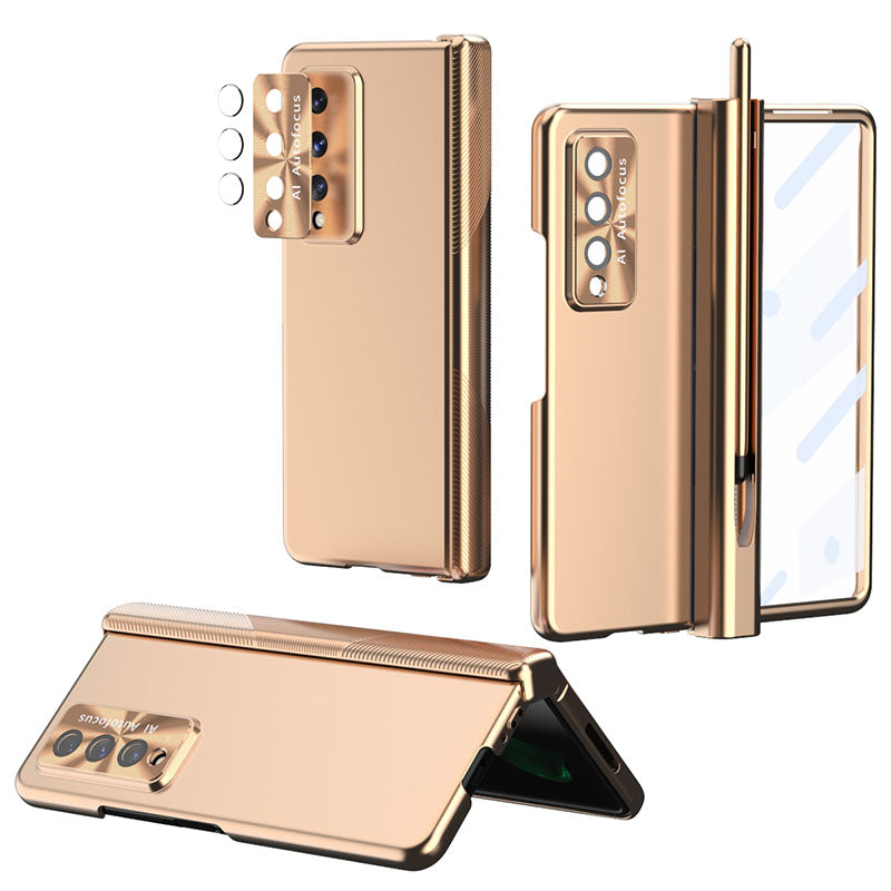 Luxury Magnetic Hinge Pen Holder Full Protection Case For Samsung Galaxy Z Fold3 Fold4 5G With Tempered Glass Film - GiftJupiter