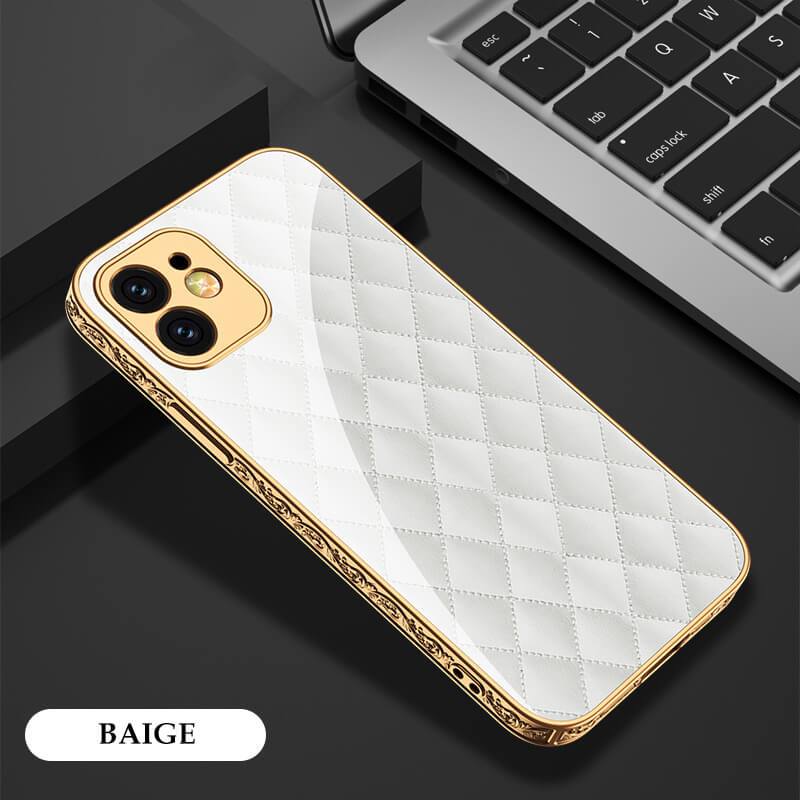 2021 Luxury Plating Anti-knock Carving Edge Protection Tempered Glass Case For iPhone - GiftJupiter