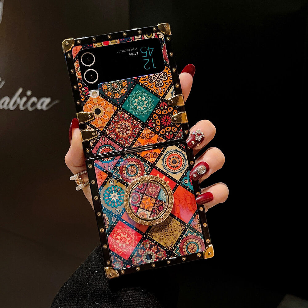 Retro Boho Style Ring Case With Lanyard for Samsung Galaxy Z Flip3 Flip4 5G - GiftJupiter