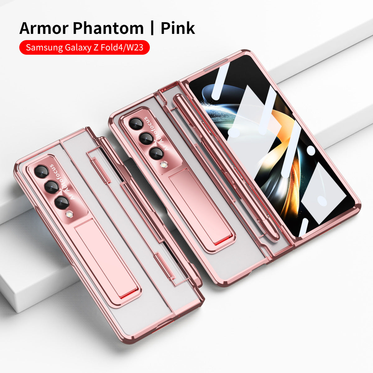 Enhanced Version of Armor Hinge Folding Magnetic Bracket Shell Case For Samsung Galaxy Z Fold3 Fold4 5G With S-Pen Slot & Stylus - mycasety2023 Mycasety