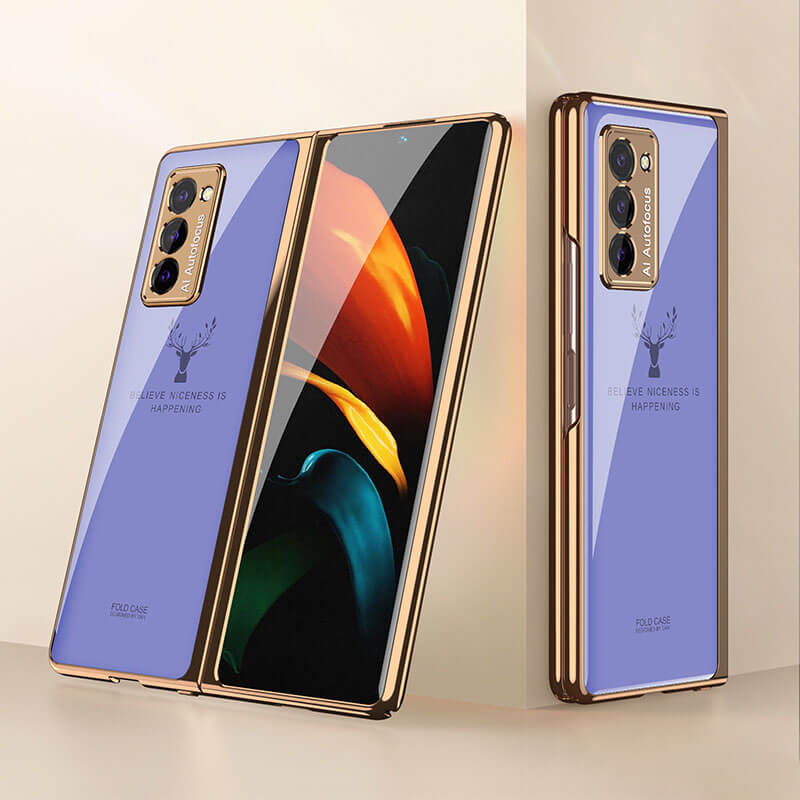 Galaxy Z Fold2 5G | Luxury Deer Tempered Glass Case Anti-knock Protective Hard Phone Cover - GiftJupiter