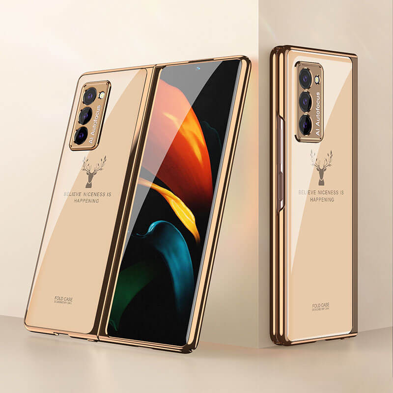 Galaxy Z Fold2 5G | Luxury Deer Tempered Glass Case Anti-knock Protective Hard Phone Cover - GiftJupiter