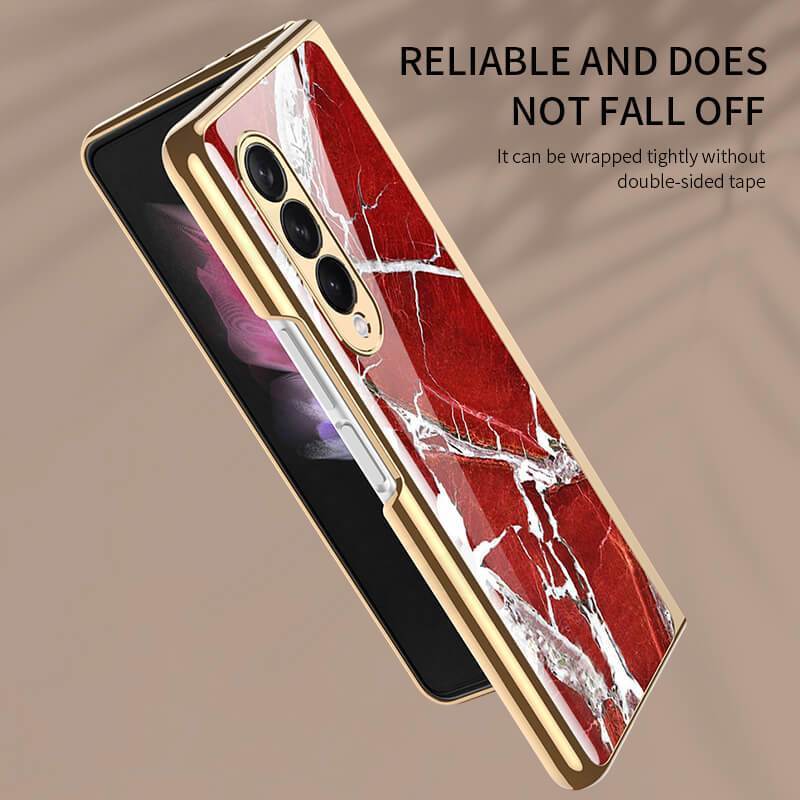 Marble Glass Case For Samsung Galaxy Z Fold4 Fold3 5G - GiftJupiter