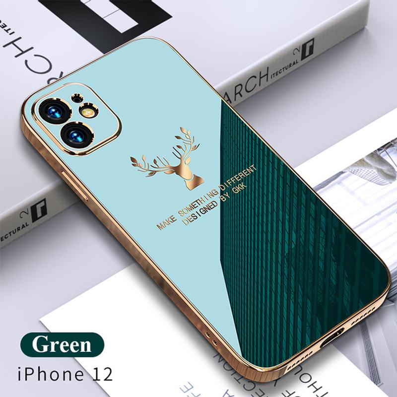 2021 Luxury Plating Deer Pattern Phone Case For iPhone 12, 11, X, 8, 7, SE Series - GiftJupiter
