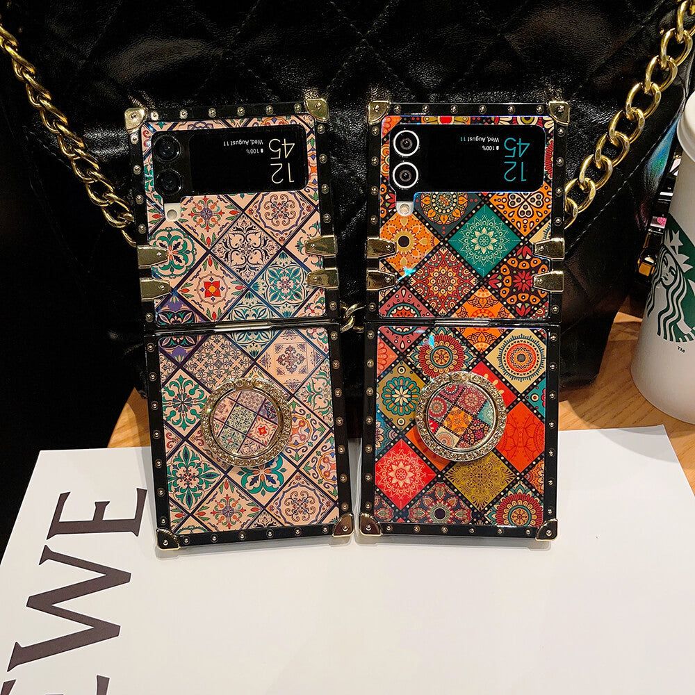 Retro Boho Style Ring Case With Lanyard for Samsung Galaxy Z Flip3 Flip4 5G - GiftJupiter