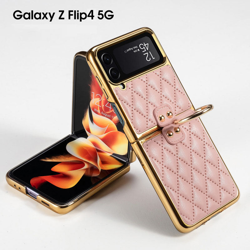 Luxury Leather Electroplating Diamond Protective Cover For Samsung Galaxy Z Flip 4 5G - GiftJupiter