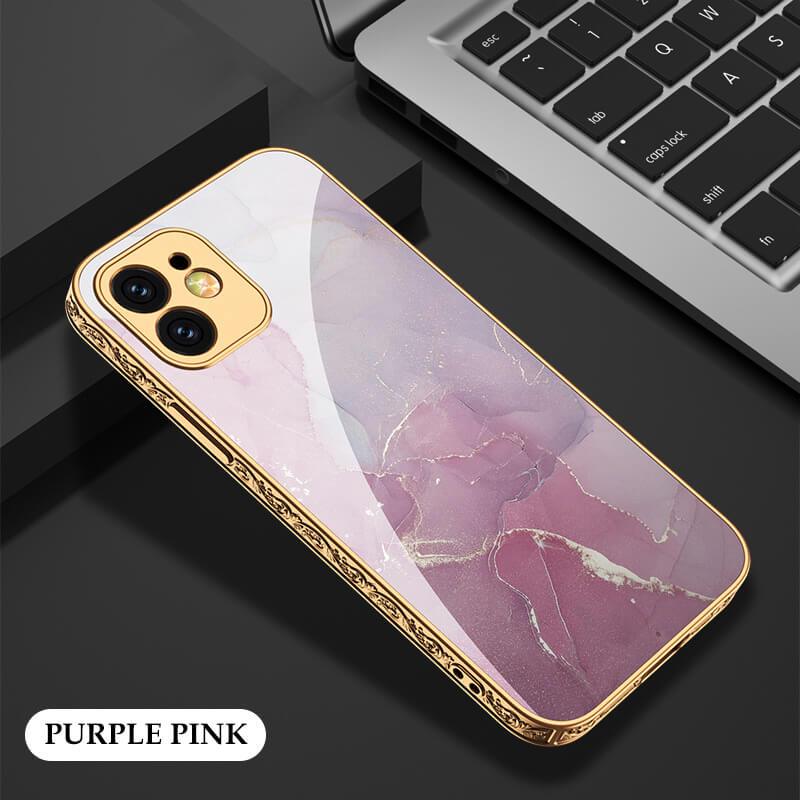 2021 Luxury Plating Anti-knock Carving Edge Protection Tempered Glass Case For iPhone - GiftJupiter