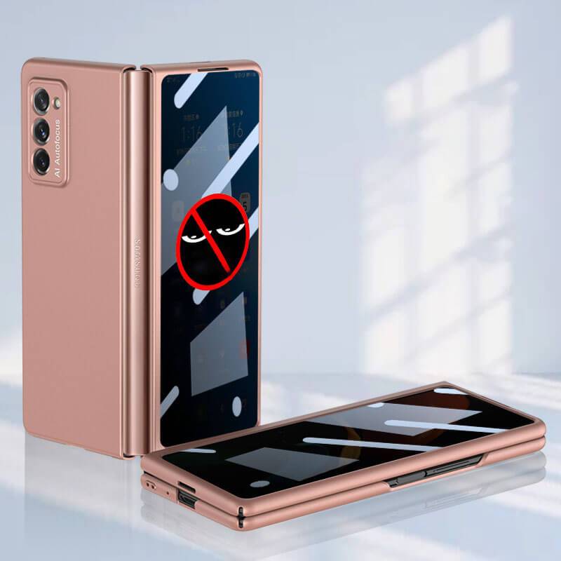 Leather Tempered Glass Case For Samsung Galaxy Z Fold 2 Luxury Carbon Fiber Plating Cover With Screen - GiftJupiter