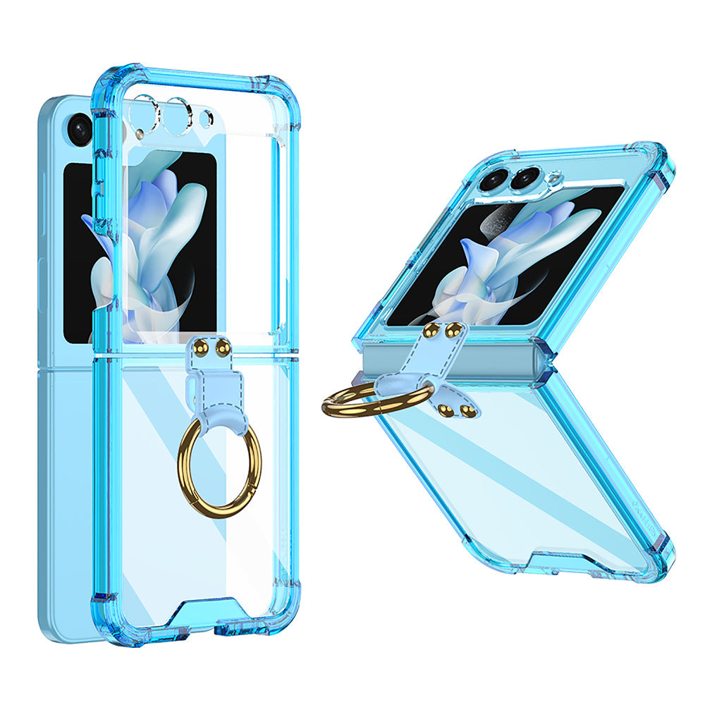 Airbag Protection Phone Case With Ring Holder For Samsung Galaxy Z Flip5 Flip4 Flip3