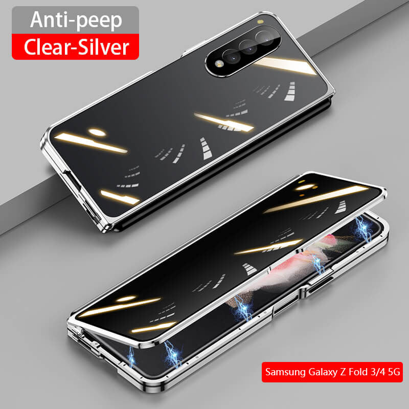 Samsung Galaxy Z Fold3 Fold4 Fold5 Magnetic Double-Sided Protection Tempered Glass Aluminum Frame Phone Case