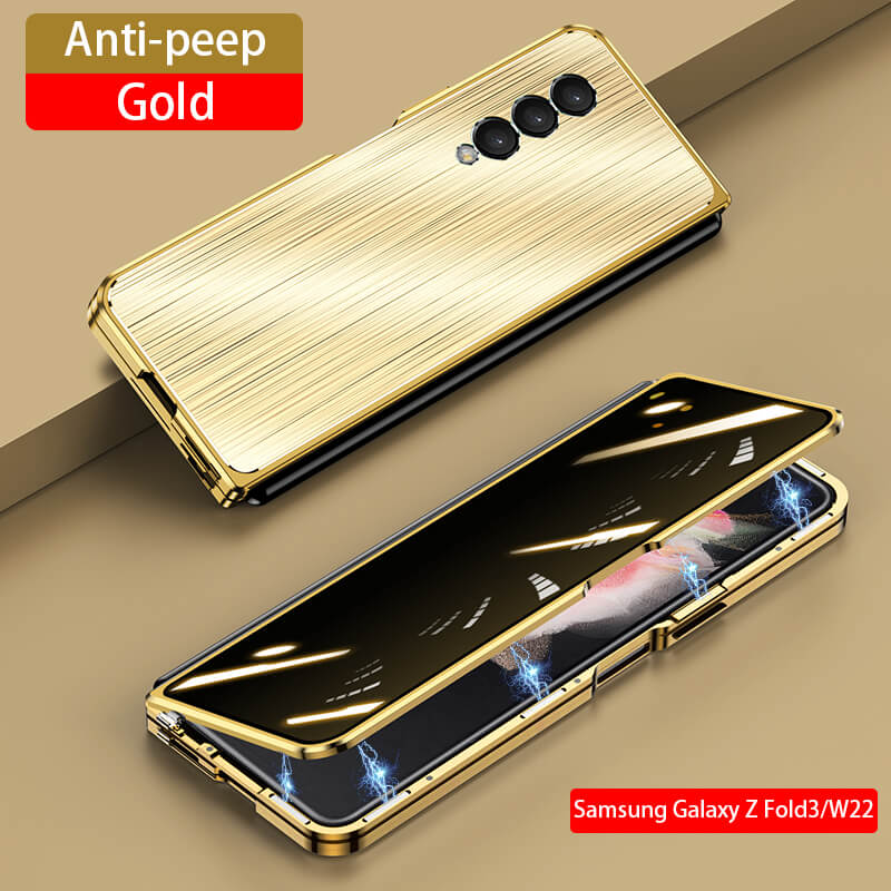 Privacy Magnetic Brushed Metal Anti-Fall Case for Samsung Galaxy Z Fold3 5G - GiftJupiter