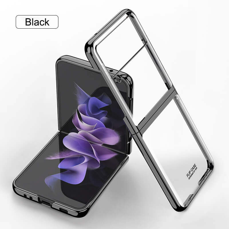 Plating Frame Transparent Back Hard Shockproof Full Protection Cover for Samsung Galaxy Z Flip3 5G - GiftJupiter