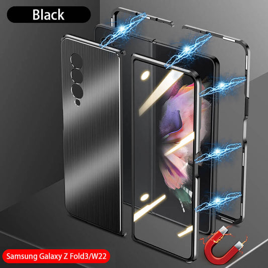 Magnetic Brushed Metal Anti-Fall Protective Case for Samsung Galaxy Z Fold3 5G - GiftJupiter