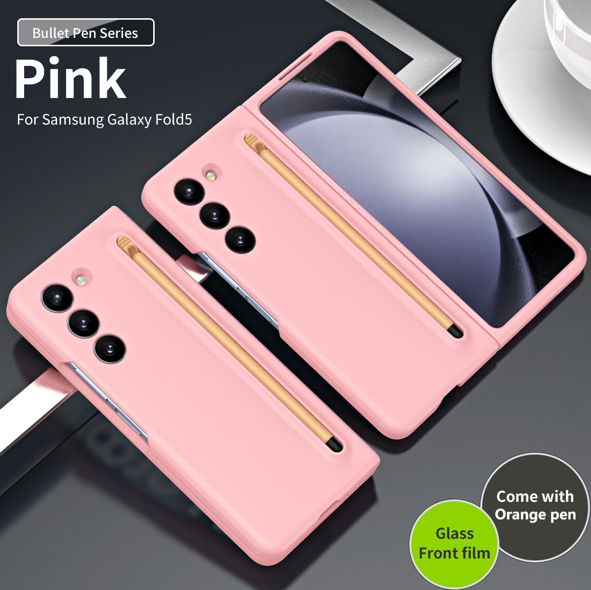 Anti-fall Protective Phone Case With Pen Tray Shell and Film For Samsung Galaxy Z Fold5 Fold4 Fold3