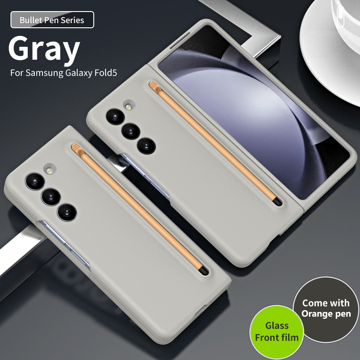 Anti-fall Protective Phone Case With Pen Tray Shell and Film For Samsung Galaxy Z Fold5 Fold4 Fold3