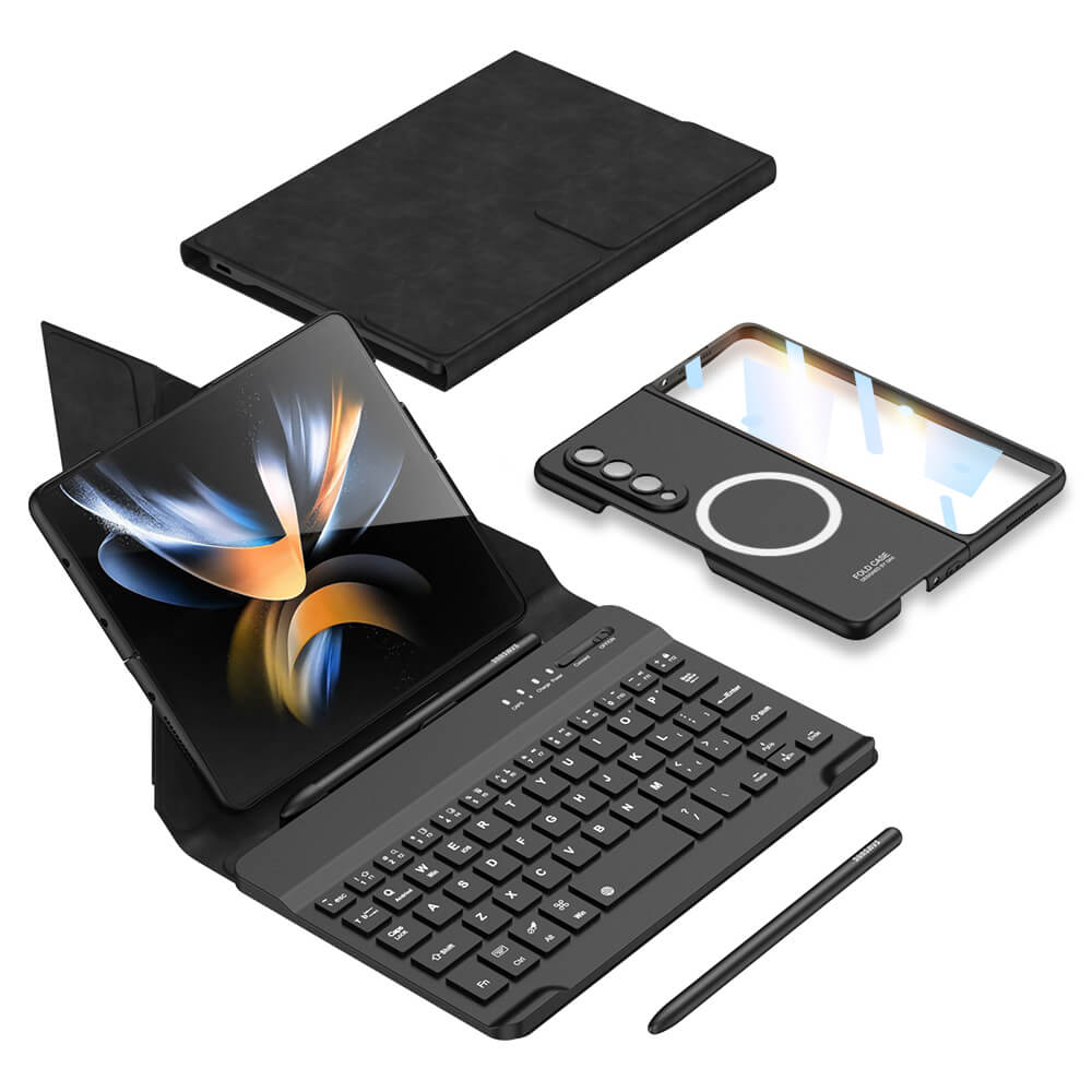 Bluetooth 3.0 Keyboard Magnetic Folding Bracket All-inclusive Leather Cover For Samsung Galaxy Z Fold3 Fold4 5G - GiftJupiter