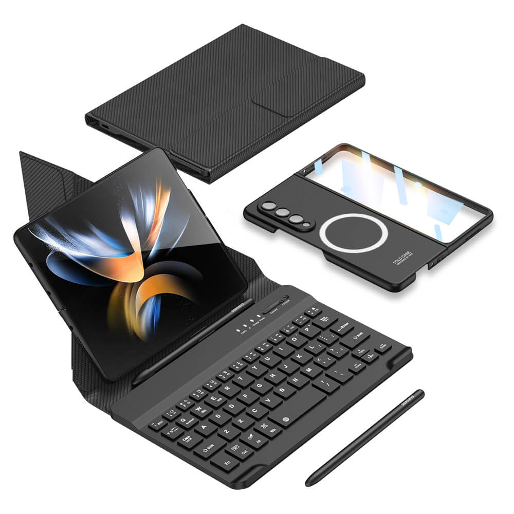 Bluetooth 3.0 Keyboard Magnetic Folding Bracket All-inclusive Leather Cover For Samsung Galaxy Z Fold3 Fold4 5G - GiftJupiter