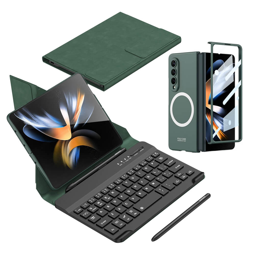 Bluetooth 3.0 Keyboard Magnetic Folding Bracket All-inclusive Leather Cover For Samsung Galaxy Z Fold3 Fold4 5G - GiftJupiter