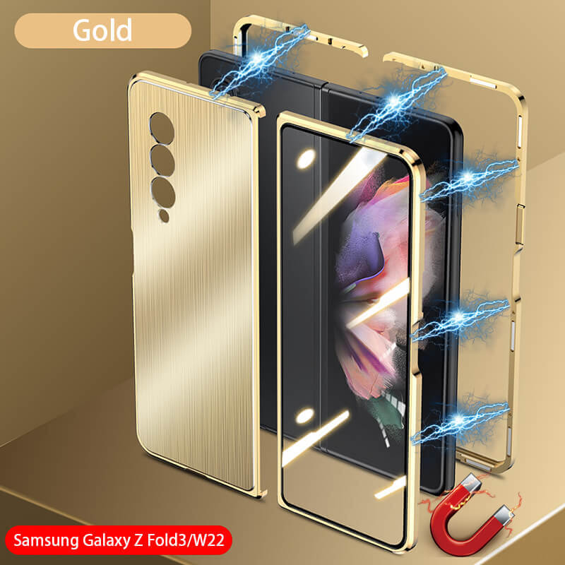 Privacy Magnetic Brushed Metal Anti-Fall Case for Samsung Galaxy Z Fold3 5G - GiftJupiter