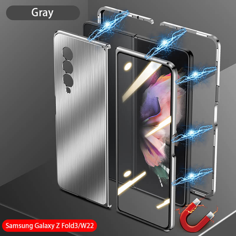 Magnetic Brushed Metal Anti-Fall Protective Case for Samsung Galaxy Z Fold3 5G - GiftJupiter