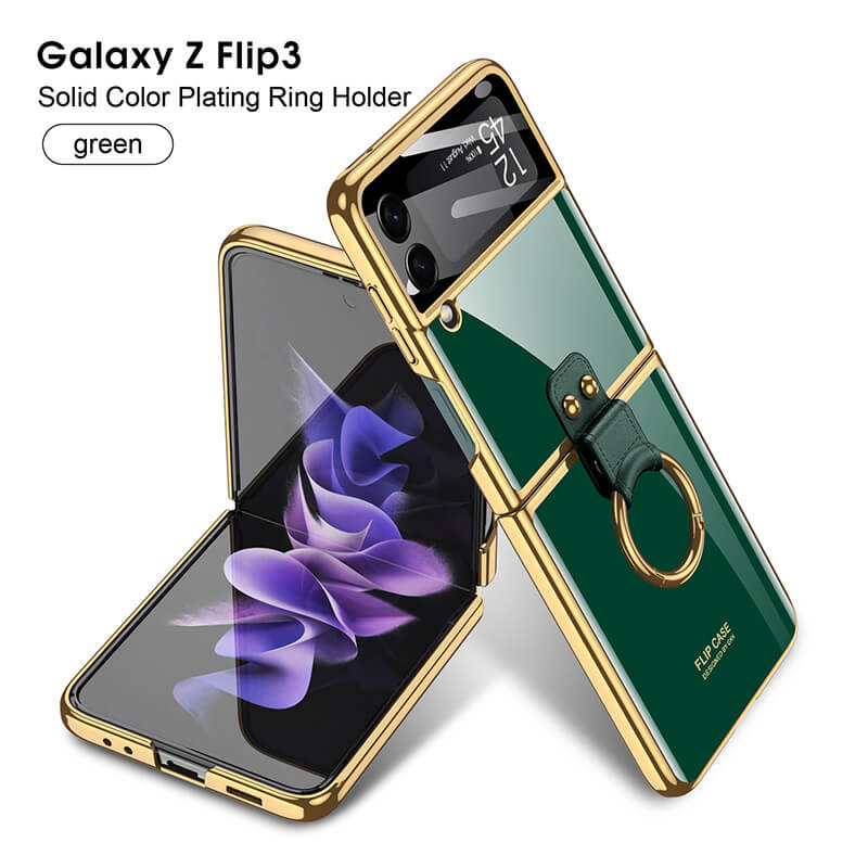 Luxury Plating Frame Anti-knock Protection Glass Case For Samsung Galaxy Z Flip3 - GiftJupiter