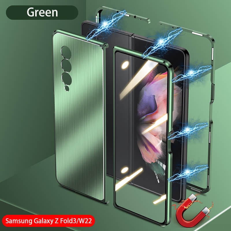 Privacy Magnetic Brushed Metal Anti-Fall Case for Samsung Galaxy Z Fold3 5G - GiftJupiter