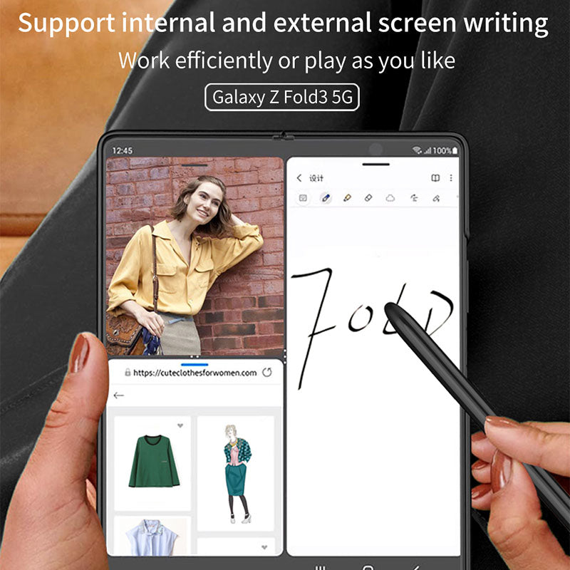 Luxury Braided Leather Cover With Pen Slot For Samsung Galaxy Z Fold 3 5G - GiftJupiter