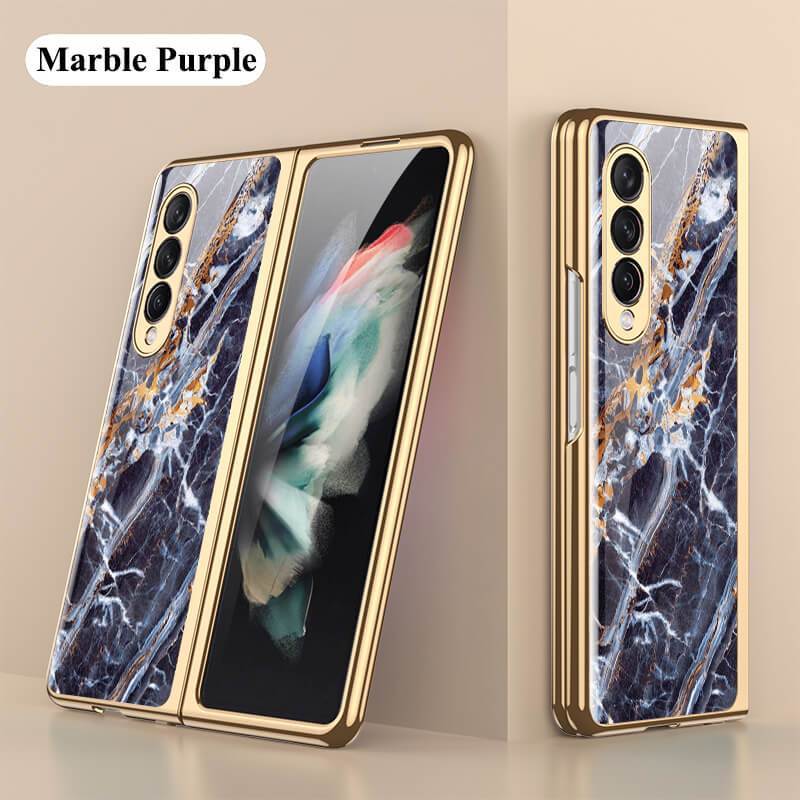 Luxury Marble Glass Case For Samsung Galaxy Z Fold4 Fold3 5G - GiftJupiter