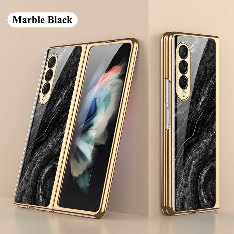 Luxury Marble Glass Case For Samsung Galaxy Z Fold4 Fold3 5G - GiftJupiter