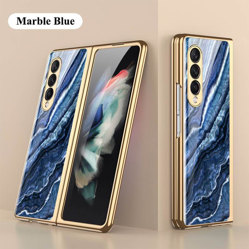 Luxury Marble Glass Case For Samsung Galaxy Z Fold4 Fold3 5G - GiftJupiter