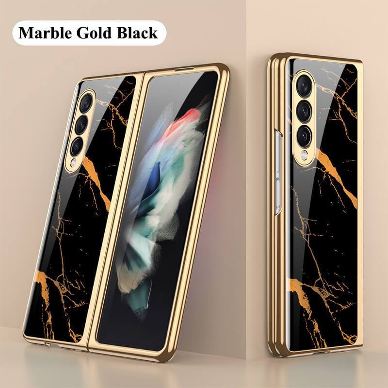 Marble Glass Case For Samsung Galaxy Z Fold4 Fold3 5G - GiftJupiter