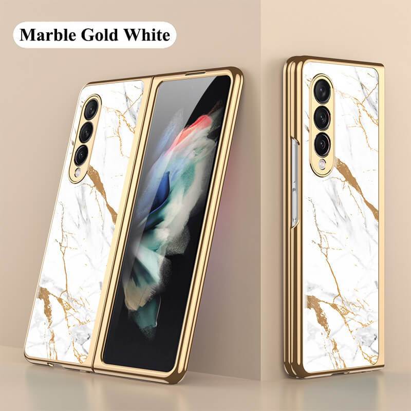 Marble Glass Case For Samsung Galaxy Z Fold4 Fold3 5G - GiftJupiter