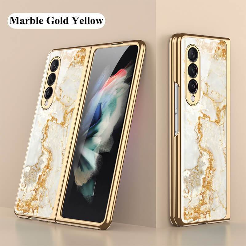 Marble Glass Case For Samsung Galaxy Z Fold4 Fold3 5G - GiftJupiter