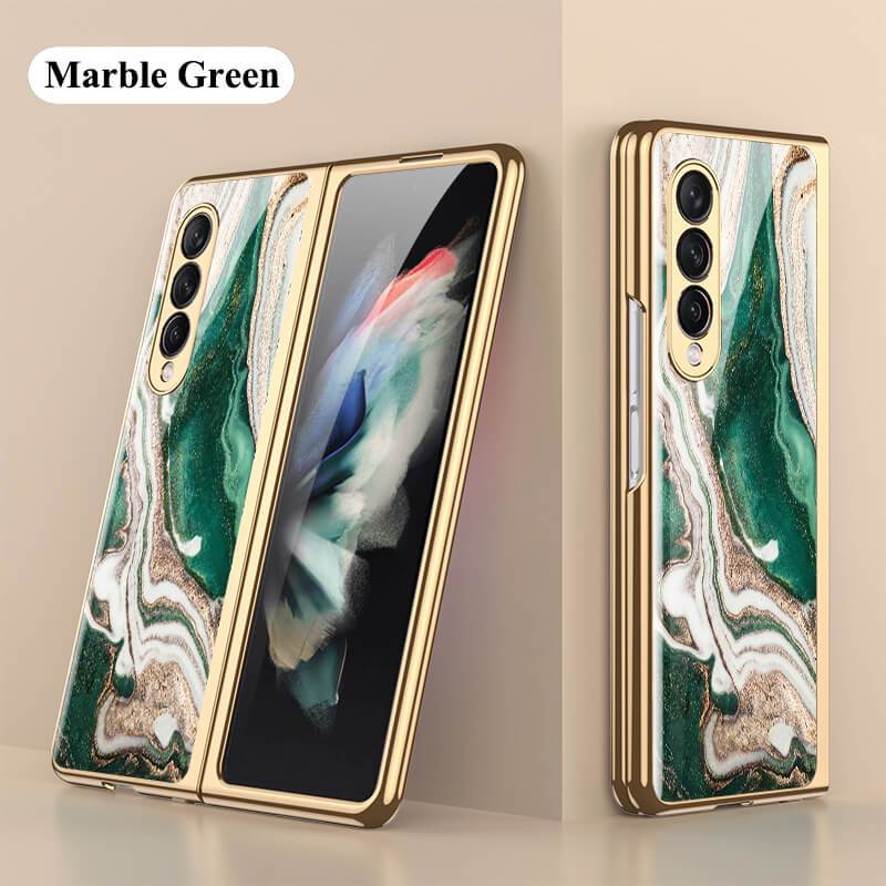 Luxury Marble Glass Case For Samsung Galaxy Z Fold4 Fold3 5G - GiftJupiter