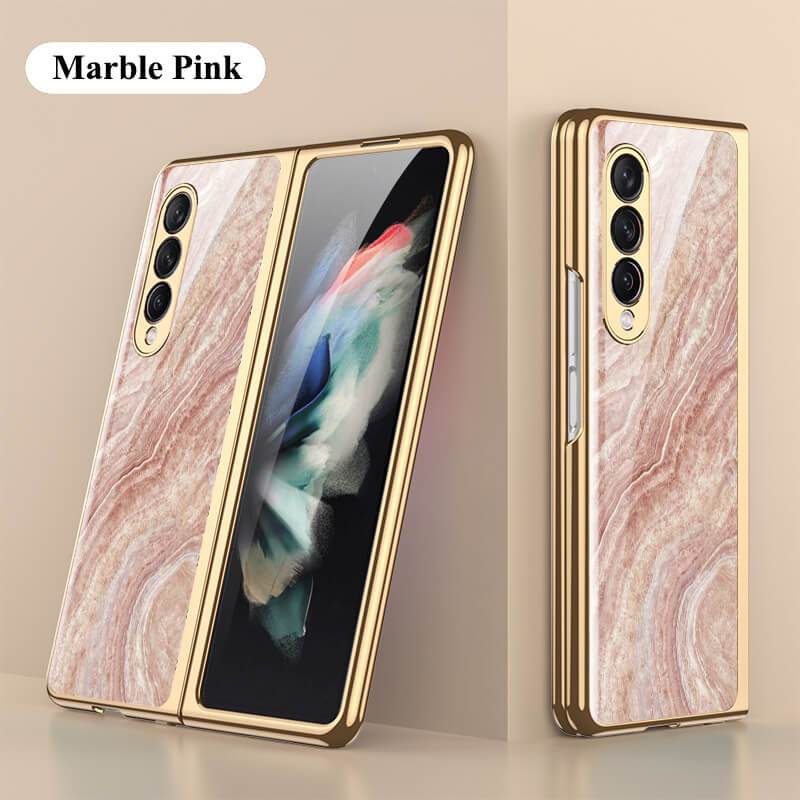 Luxury Marble Glass Case For Samsung Galaxy Z Fold4 Fold3 5G - GiftJupiter