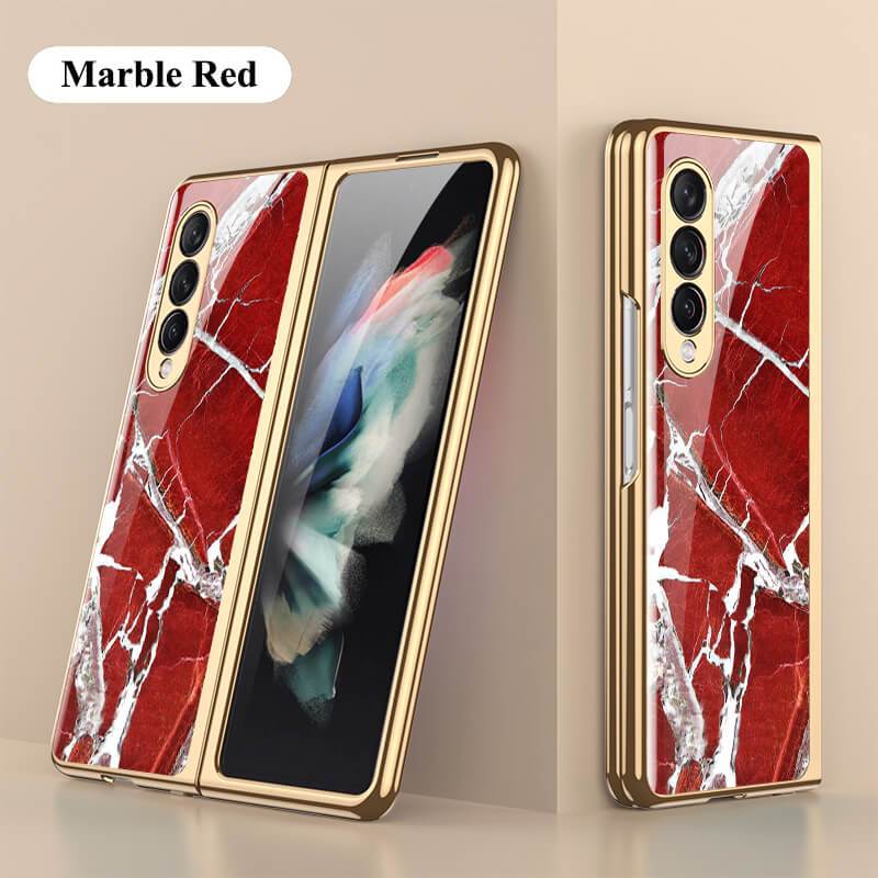 Luxury Marble Glass Case For Samsung Galaxy Z Fold4 Fold3 5G - GiftJupiter