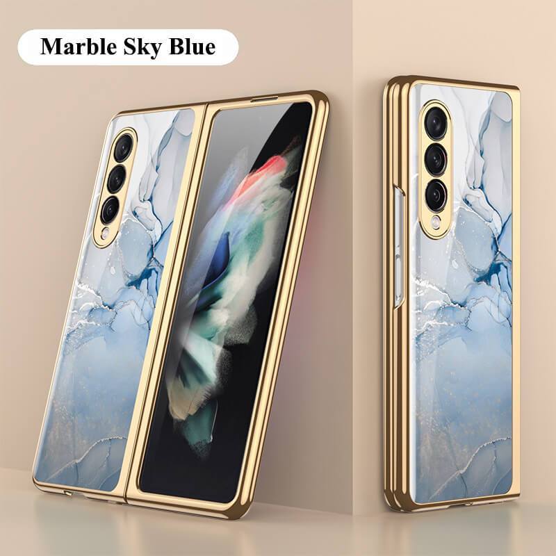 Marble Glass Case For Samsung Galaxy Z Fold4 Fold3 5G - GiftJupiter