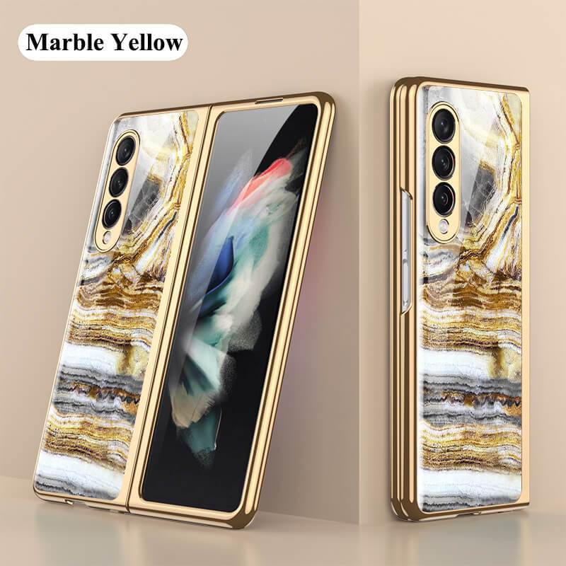 Luxury Marble Glass Case For Samsung Galaxy Z Fold4 Fold3 5G - GiftJupiter