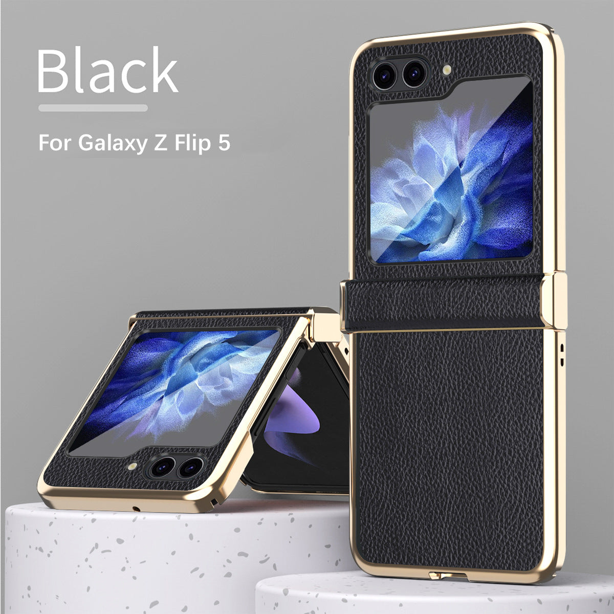 Luxury Leather Phone Case For Samsung Galaxy Z Flip3 Flip4 Flip5