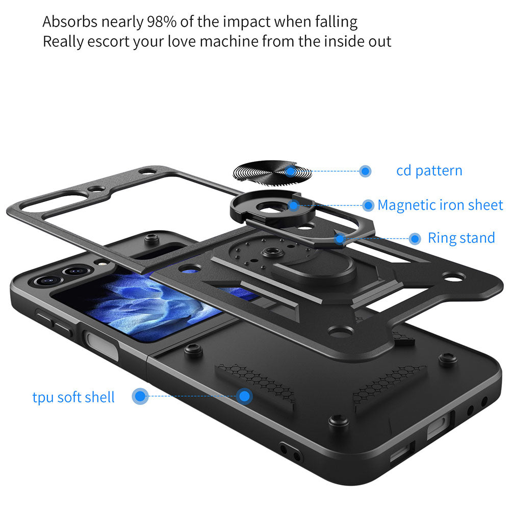 Drop Tested Cover with Magnetic Kickstand Car Mount Protective Case for Samsung Galaxy Z Flip3 Flip4 Flip5