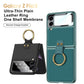 Original Leather Back Screen Tempered Glass Hard Frame Cover For Samsung Z Flip4 Flip3 5G - GiftJupiter