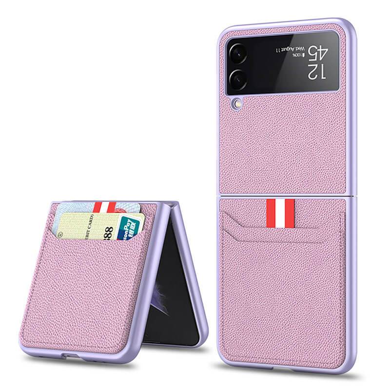 Original Leather Texture Card Package Hard Case For Samsung Galaxy Z Flip4 Flip3 5G - GiftJupiter