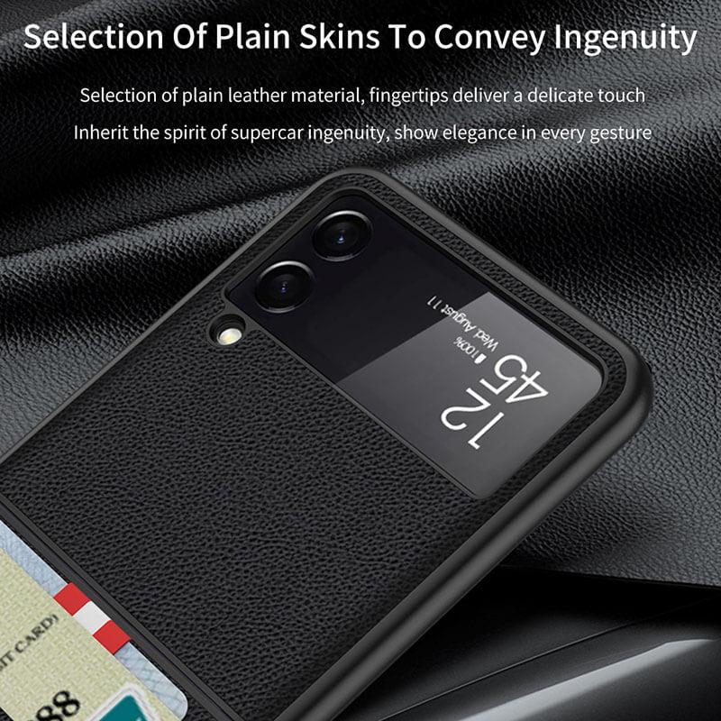 Original Leather Texture Card Package Hard Case For Samsung Galaxy Z Flip4 Flip3 5G - GiftJupiter