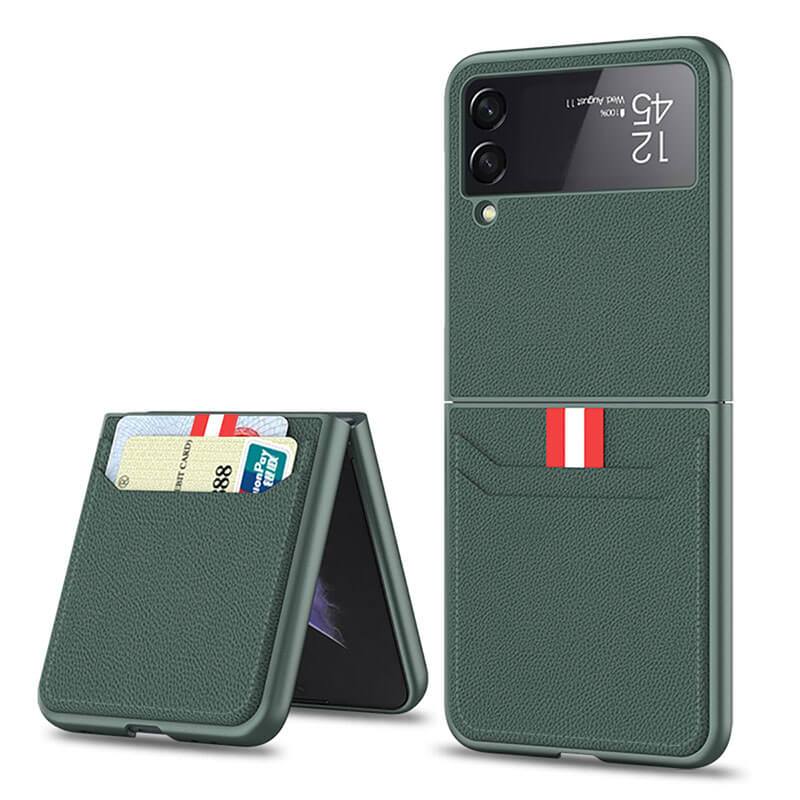 Original Leather Texture Card Package Hard Case For Samsung Galaxy Z Flip4 Flip3 5G - GiftJupiter