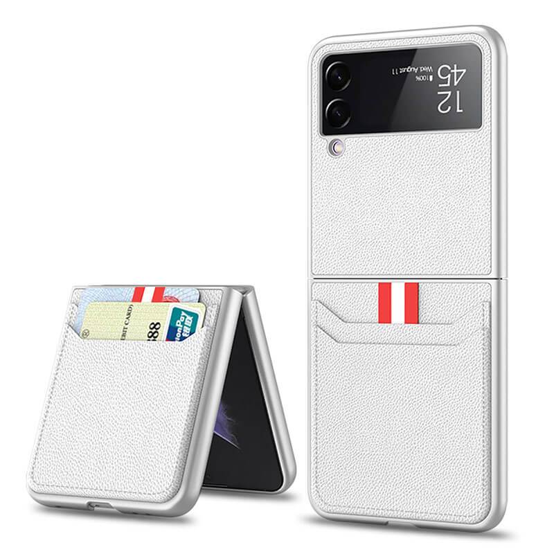 Original Leather Texture Card Package Hard Case For Samsung Galaxy Z Flip4 Flip3 5G - GiftJupiter