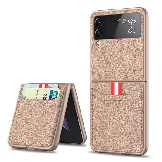 Original Leather Texture Card Package Hard Case For Samsung Galaxy Z Flip4 Flip3 5G - GiftJupiter